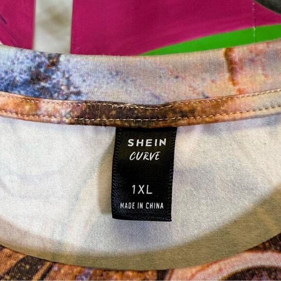 SHEIN, Marble Print Women's Top Side Ruching. Size 1XL. Good used condition! - Picture 4 of 7